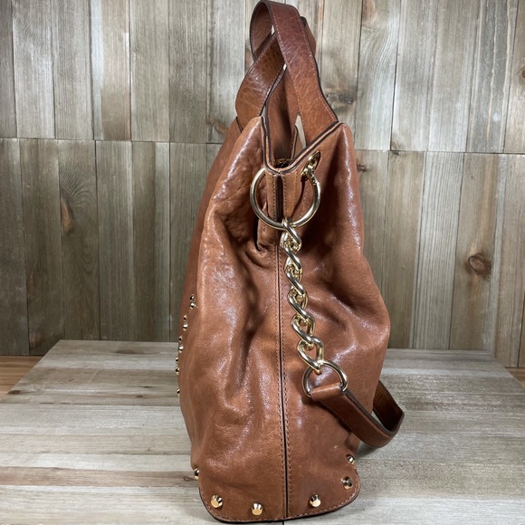 Michael Kors Large Uptown Astor Studded Brown Leather Shoulder Tote - Picture 3 of 9